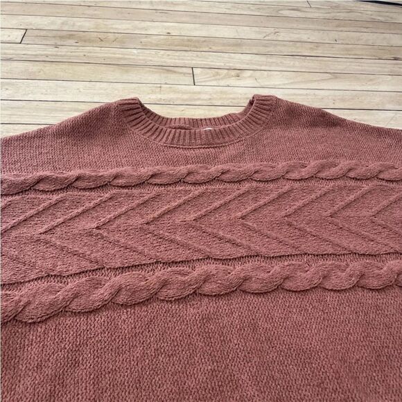 FULL TILT Brown Sweater Womens M Soft Horizontal Cable Knit Crop Pullover Crew - Picture 16 of 16
